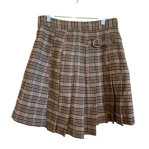 Maje Plaid Mini Skirt in Brown and Black